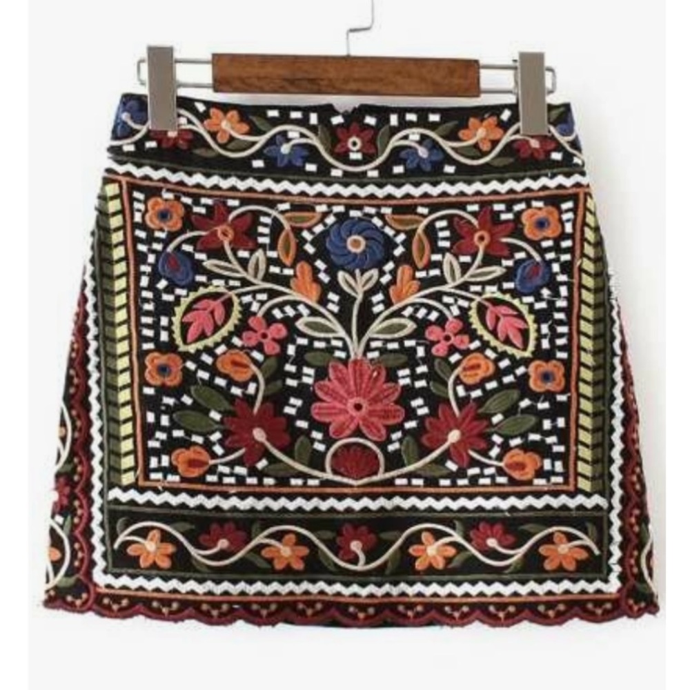 Multicolor Tribal Embroidery Skirt